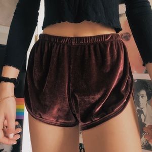 Brandy Melville red velvet shorts